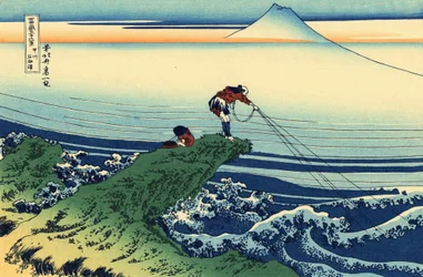 36 Fuji-vuoren näkymän sarja: näkymä Kajikazawasta Kain provinssissa, Japanissa - Katsushika Hokusain (1760-1849) vedos (ukiyo-e-koulukunta), 1830-1833, tila A, Puškinin taidemuseo, Moskova