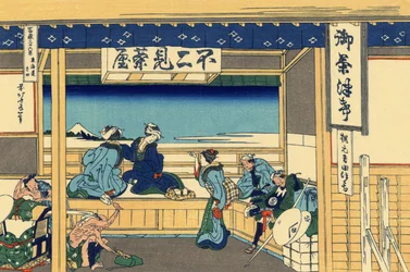 Serie de 36 vues du Mont Fuji: vue de Yoshida a Tokaido, Japani - Estampe de Katsushika Hokusai (1760-1849) (ecole ukiyo-e) 1830-1833 osavaltio A Pushkin Museum of Fine Arts, Moscou