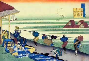 Sèrie de cent poemes de cent poetes : ""Minamoto no Tsunenobu"" Estampe de Katsushika Hokusai (1760-1849) (ecole ukiyo-e) vers 1830 State Hermitage Saint Petersbourgfinnish