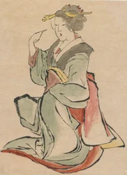 Nainen kasvot oikealle, kutsuva, 1700-luvun loppu - 1800-luvun alku.
