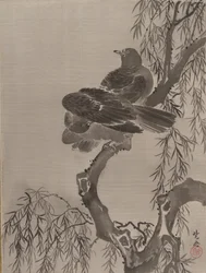 Kaksi lintua oksalla, n. 1887.