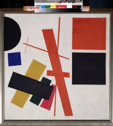 Abstrakti koostumus. Maalaus: Kasimir Severinovich Malevich (Malevich, Malevic) (1878-1935), öljy kankaalle
