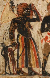 Yksityiskohta nubialaisista naisista, joita Huy ja hänen veljensä Amenhotep ottavat vastaan, naiset..., 2007 (kuva)