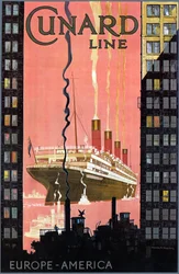 Cunard Line Europe-America -juliste, USA, n. 1900