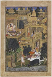 Lord Krishna kultaisessa kaupungissa, noin 1586