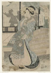 Courtesan Oi Ebiya-talosta Ebiya uchi Oi (otsikko esineessä) Sarja kaunokaisia ​​huvitaloista (sarjan nimi) Seiro bijin soroi (sarjan nimi esineessä)
