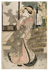 Kurtisaani Oi Ebiyan bordellista, sarjasta A Set of Beautiful Women from the Pleasure Quarters, noin 1811-1814 (puupiirros paperille).