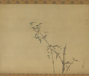 Bambuvarret oksilla ja lehtineen, Edo-kausi, 1800-luku.