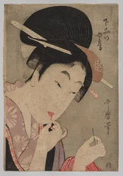 Alempiarvoinen vaimo (Gebon no nyōbō), sarjasta Opas naisten nykyajan tyyleihin (Tōsei onna fūzoku tsū)