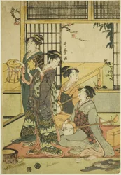 Rummut ja Shamisen (värillinen puupainatus; aiban)