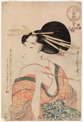 Geisha pitelemässä piippua