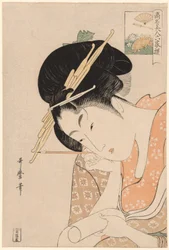 Hanaogi of the Ogiya, sarjasta "Kuuteen kuolemattomaan runoilijaan verratut kaunottaret (Komei bijin rokkasen)"