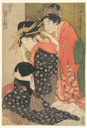 Oiran Yoso-oi istumassa ehostautumassa
