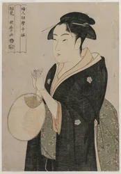Nainen pitelee tuuletinta (sarjasta Ten Aspects of the Physiognomy of Women)
