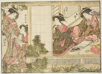 Oebujin kurtisaanit kirjasta "Mirror of Beautiful Women of the Pleasure Quarters (Seiro bijin awase sugata kagami)," voi. 2