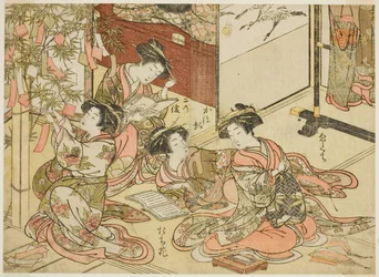 Shin Kanayan kurtisaanit sarjasta "Mirror of Beautiful Women of the Pleasure Quarters (Seiro bijin awase sugata kagami)", voi. 2