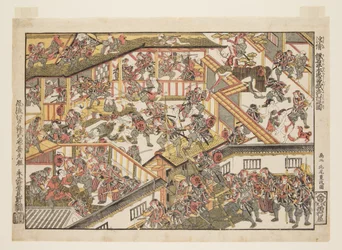 The Night Attack from the Storehouse of Loyalty, New Perspectives (Uki-e Kanadehon Chushingura youchi no zu) (värillinen puupainatus)