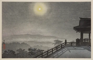 Viileä kuuilta Kiyomizudossa itäpääkaupungissa (T?to Kiyomizud? hiya tsukiyo) (värillinen puupalikkaprintti)