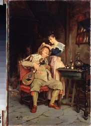 Ei ole hullua kuin vanha hullu - Klavdi Petrovitš Stepanovin (1854-1910) maalaus, öljy kankaalle
