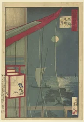 Maan bij Shinagawa Shinagawa mikoshi no tsuki (otsikko esineessä) Honderd gezichten op de provincie Musashi (sarjan nimi) Musashi hyakkei no uchi (sarjan nimi esineessä)