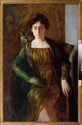 Henrietta Hirshmannin (1885-1970) muotokuva. Konstantin (Konstantin) Andrejevitš Somovin (1869-1939) maalaus öljy kankaalle