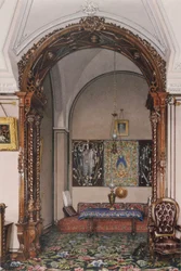 Talvipalatsin sisätilat. Suurprinssi Nikolai Nikolajevitšin työhuone, 1800-luvun puoliväli.