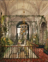 Talvipalatsin sisätilat. Pieni talvipuutarha Aleksandra Fjodorovnan asunnoissa, 1870-luku
