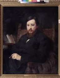 Säveltäjä Mihail P. Azanchevsky (Azanchevsky) (1839-1881) muotokuva (Säveltäjä M. P. Azanchevskyn muotokuva). Maalaus: Konstantin Jegorovich Makovski (Constantin Makovsky) (1839-1915), öljy kankaalle