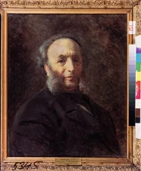 Portrait du peintre Ivan Aivazovsky (Aivazovsky) (1817-1900). (Taiteilija Ivan Aivazovskin muotokuva). Peinture de Konstantin Jegorovich Makovsky (Constantin Makovski) (1839-1915), huile sur toile