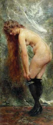 Venäläinen: "Alaston mustissa sukkahousuissa" Nude in Black Stockings