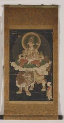 Manjushri (väri silkillä, asennettu riippuvaksi kääröksi)