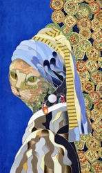 Kissa helmi-turbaanissa