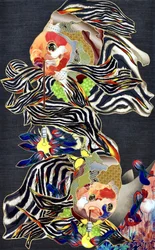 Zebra-raitaisten kalojen fantasia