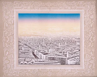 Ilmakuva Lontooseen koristeellisella reunuksella, c1845