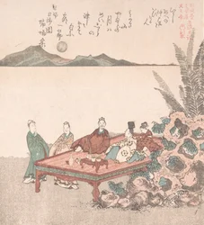 Nanamaro ja hänen seuraajansa katsomassa kuuta Kiinassa, 1800-luku.