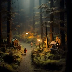 Pienoiskokoinen halloween-metsä, jossa on sumuisia puita ja pelottava tunnelma 1