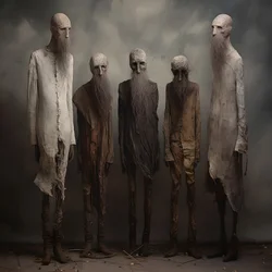 neljä vierekkäin seisovaa savihahmoa 3