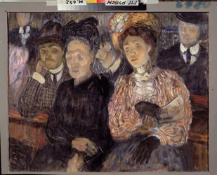 Teatteri. Tragedia. (Katsijoiden kasvot ja ilme) Kuzma Sergejevitš Petrov Vodkin (Petrov-Vodkin) (Kuzma Petrov Vodkin) (Petrov-Vodkin) (1878-1939), öljy kankaalle