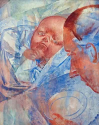 Äiti ja lapsi - Petrov-Vodkin (Petrov Vodkin), Kuzma Sergejevitš (1878-1939) - 1922 - Öljy kankaalle - 64,2x50,3 - Yksityiskokoelma