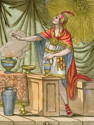 Muinainen perulainen pappi, Jules Grasset de Saint-Sauveurin (1757-1810) Encyclopedie des Voyages -teoksesta 1796