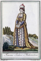 Muhammedilainen orjanainen - J. Grasset St Sauveurin "" Encyclopédie des voyages -kirjassa, toim. Deroy, Pariisi