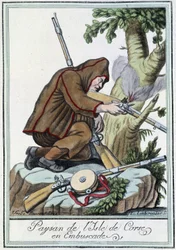 Korsikan saaren talonpoika väijytyksessä - J. Grasset St Sauveurin "" Encyclopedia of Travels" -julkaisussa, Deron, Pariisi