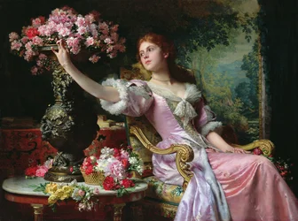 Lady kukkia