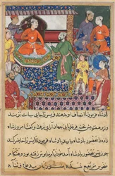 Sivu julkaisusta Tales of a Parrot Tuti-nama: Kahdeksas yö: Neito taas anoo..., 1558-1560.