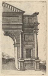 Puolet kaaresta [Porta Antonae] sarjasta Ruinarum variarum fabricarum delineatione..., 1554.