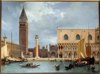 Näkymä osasta herttuan palatsia ja Piazzetta of Venetsian maalaus Theodore Turpin de Crissen (1782-1859) 1829 su. 0,75 x 1 m