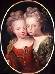 Isabella Charlotten ja Sophia Hedwigin kaksoismuotokuva lapsina.