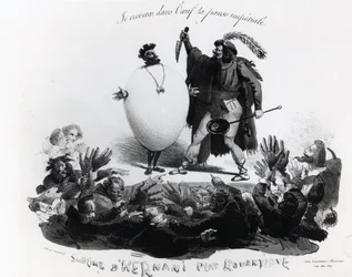 Victor Hugon (1802-85) n. 1830 "Hernani Sublime, a Romantic Dish", karikatyyri Hernanista (katso myös 239200)