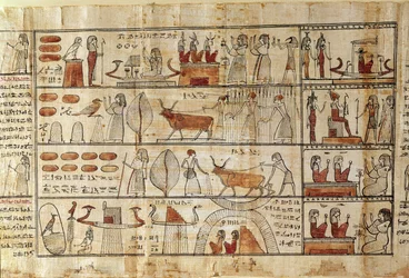 Maatalouskohtaukset, yksityiskohta Tsekhonien kuolleiden kirjasta (papyrus)