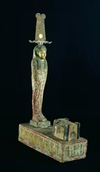 Ptah-Sokar-Osiriksen hautauspatsas (maalattua puuta)